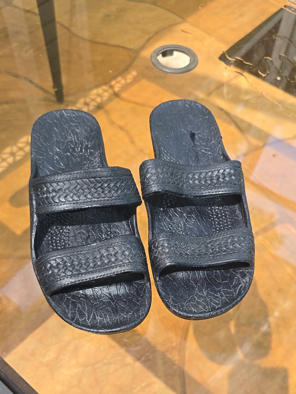 Comfort Slide Sandals in Black - Women's Two-Strap Slip-On